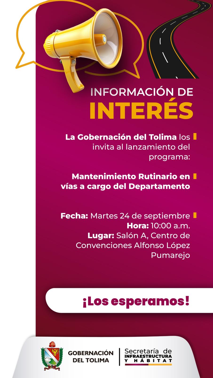 Intervención Vías del tolima