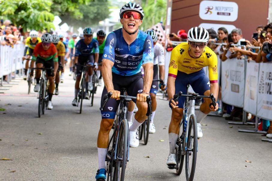 Nicolás Gómez (GW Shimano)  ganador de la etapa dos de la Vuelta al Tolima 2025