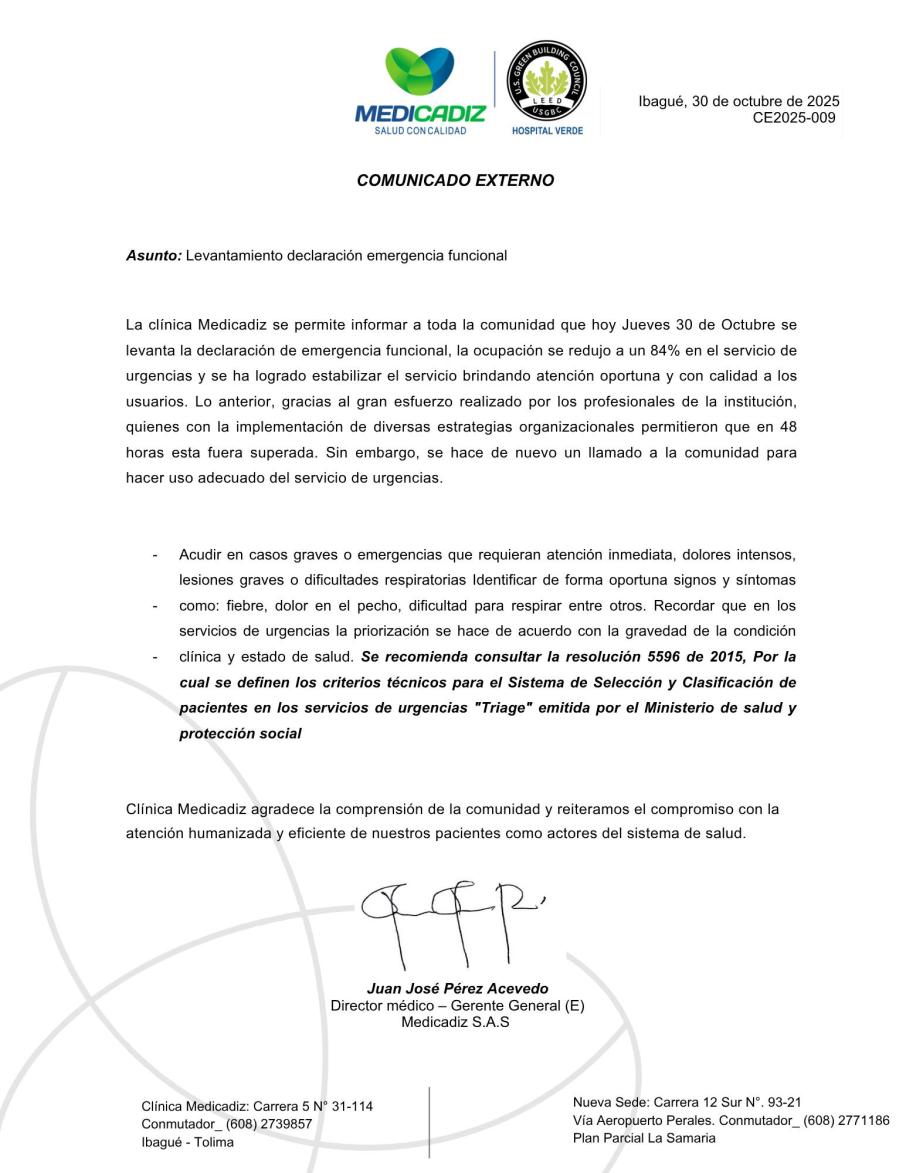 Documento a la opinión publica. 