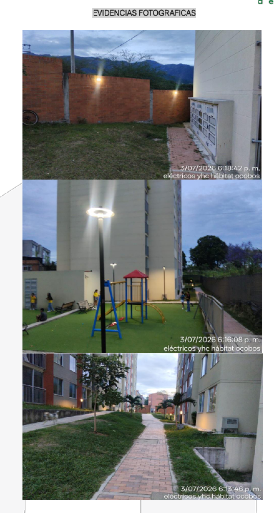 Evidencias fotográficas por Constructora Hábitat de los Andes