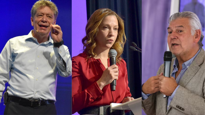 Bruce Mac Master, ANDI, María Claudia Lacouture, AMCHAM y Jaime Alberyp Cabal, Fenalco, llíderes gtremiales que piden actuar con diplomacia con el Gobierno de Estados Unidos.